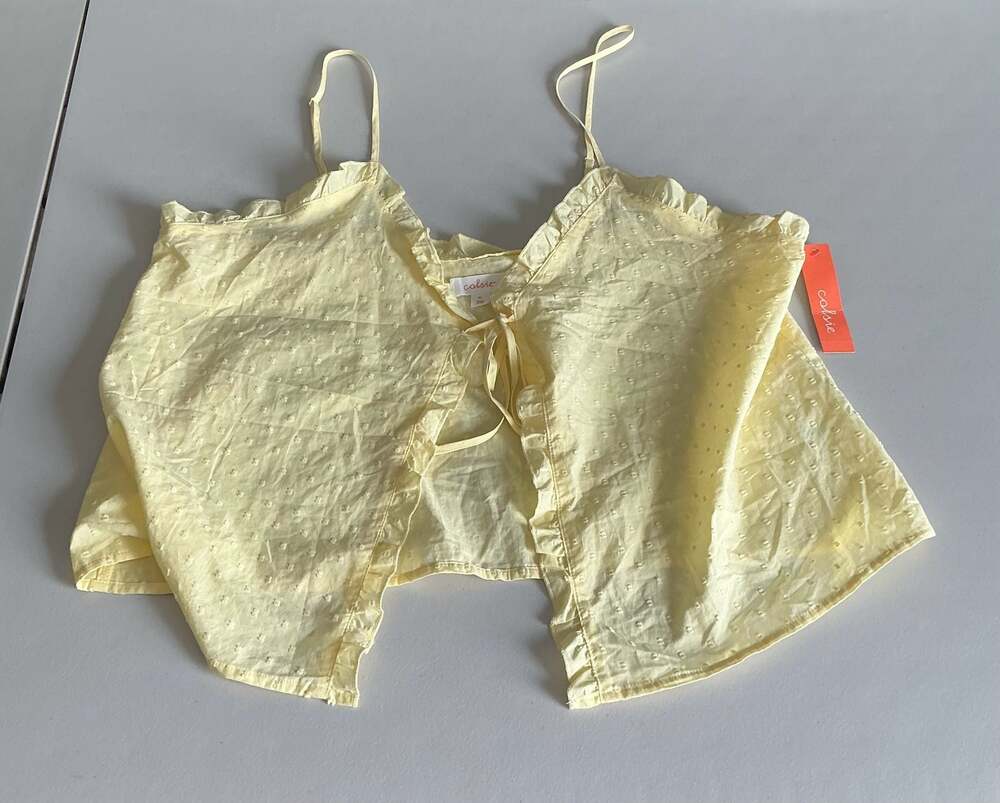 Colsie Butter Yellow Tie Front Top